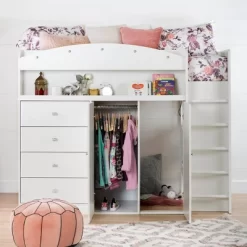 Twin Tiara Loft Bed With Desk Pure White - South Shore -Children Furniture Store GUEST bf60cebc cb0a 4649 83ec 91949fa3efeb
