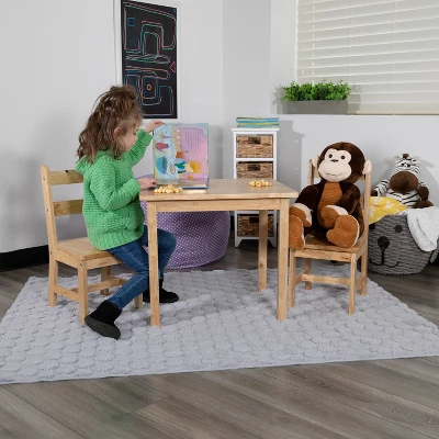 Emma And Oliver Kids 3 Piece Solid Hardwood Table And Chair Set For Playroom, Kitchen 11 Emma And Oliver Kids 3 Piece Solid Hardwood Table And Chair Set For Playroom, Kitchen - Image 9