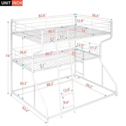 Full XL Over Twin XL Over Queen Size Metal Triple Bunk Bed With Ladder-ModernLuxe -Children Furniture Store GUEST c3954769 5ab5 46b8 98cf 00e34cf316ff
