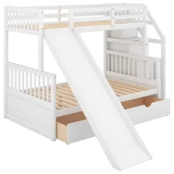 Twin Over Full Bunk Bed With Drawers,Storage Staircase And Slide-ModernLuxe -Children Furniture Store GUEST c3a34157 1d18 43b7 98ff a83a68a400e6