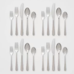 20pc Harrington Flatware Set Silver - Threshold™ -Children Furniture Store GUEST c415e3b7 a834 4e6d 9a1e ec219535a2d0