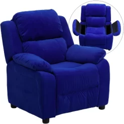 Emma And Oliver Deluxe Padded Contemporary Kids Recliner With Storage Arms -Children Furniture Store GUEST c43dd520 59fb 4cd9 b3be 1c0e0bc315f1
