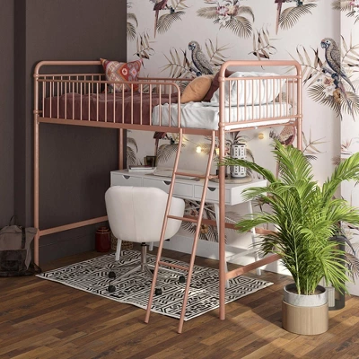 Twin Kaila Metal Loft Bed Rose Gold - Room & Joy 11 Twin Kaila Metal Loft Bed Rose Gold - Room & Joy - Image 9