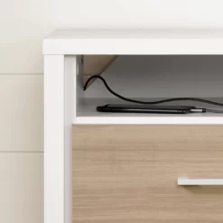 Munich 2 Drawer Nightstand - White/Soft Elm - South Shore -Children Furniture Store GUEST c5b22852 0d9a 4312 afe0 1c2cc834a6b1