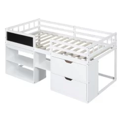 Twin Size Low Loft Bed With Rolling Desk, Shelves And Drawers - ModernLuxe -Children Furniture Store GUEST c6eaeb63 277d 4518 90fc 78c9ee3d5a14