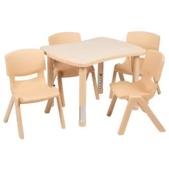 Flash Furniture 21.875"W X 26.625"L Rectangular Plastic Height Adjustable Activity Table Set With 4 Chairs -Children Furniture Store GUEST c8079485 a1de 4e59 8363 3db8b69d61b1 1