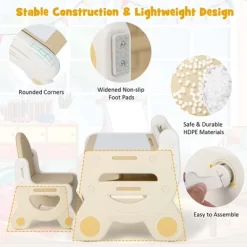 Costway Kids Drawing Table & Chair Set For Reading Playing With Pens & Blackboard Eraser Blue/Brown -Children Furniture Store GUEST c893a212 e8ed 457d b3bf 63998d95c867