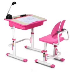 Costway Adjustable Children Study Desk Chair Set W/Winged Backrest Pink -Children Furniture Store GUEST c8b8a66b 019c 46b5 8ce3 04f24c0ae7cd