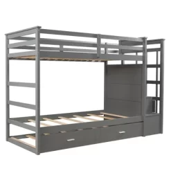 Twin Over Twin Wood Bunk Bed With 4 Drawers, Trundle And Staircase-ModernLuxe -Children Furniture Store GUEST c8f3015d 30b0 4324 9692 a0c832c826cd