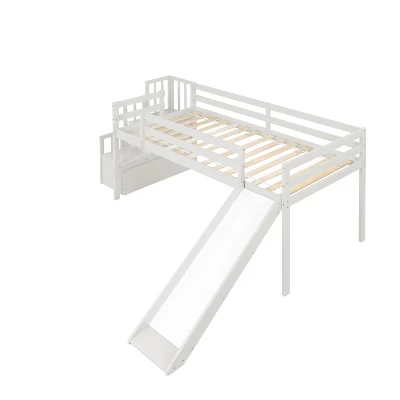 Twin Size Loft Bed With Staircase, Safety Guardrails And Slide-ModernLuxe 7 Twin Size Loft Bed With Staircase, Safety Guardrails And Slide-ModernLuxe - Image 5