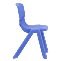 Emma And Oliver 4 Pack Blue Plastic Stack School Chair With 15.5"H Seat, 3rd-7th School Chair -Children Furniture Store GUEST c9711bc6 20e4 40f0 a993 4f65b94d8b9f