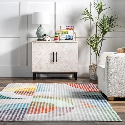 NuLOOM Erikka Abstract Striped Kids Machine Washable Area Rug 9 NuLOOM Erikka Abstract Striped Kids Machine Washable Area Rug - Image 7