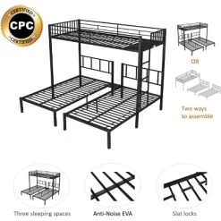 Twin Over Twin Metal Triple Bunk Bed With Ladder-ModernLuxe -Children Furniture Store GUEST c9e85881 d9f7 40fb aaa4 21db696e9328