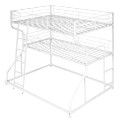 Full XL Over Twin XL Over Queen Size Metal Triple Bunk Bed With Ladder-ModernLuxe -Children Furniture Store GUEST ca14cc4a b0f4 4c94 8b19 3c86cdcba7ea