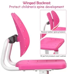 Costway Adjustable Children Study Desk Chair Set W/Winged Backrest Pink -Children Furniture Store GUEST cb3dfd3a b97d 4984 b549 e5e61c7393d5