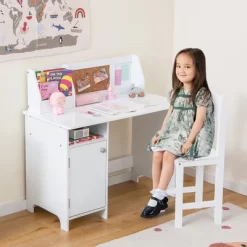 Costway Kids Desk And Chair Set Study Writing Workstation With Bookshelf & Bulletin Board -Children Furniture Store GUEST cc2bdfe8 e3db 4483 80e2 770d8da3260d
