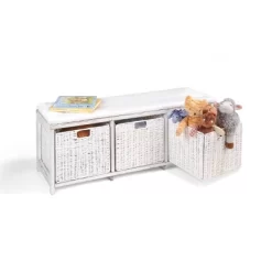 Badger Basket Kid's Storage Bench With Woven Top And Baskets White -Children Furniture Store GUEST ce1b80e9 34b6 453d b7d7 049bc47e33cc