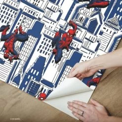 Spider-Man Cityscape Peel And Stick Wallpaper Red/Blue/Gray - RoomMates -Children Furniture Store GUEST ce53577d 8e5e 435a a38a f80fe6a10e0b