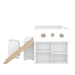 Wood Loft Bed With Slide, Cabinets, Blackboard, Desk And Chair-ModernLuxe -Children Furniture Store GUEST cf4d3ee4 f02a 4727 981c 173a9e9b9119