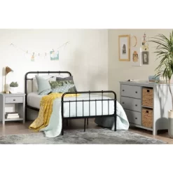 Twin Cotton Candy Metal Complete Bed Black - South Shore