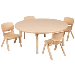 Flash Furniture 45" Round Plastic Height Adjustable Activity Table Set With 4 Chairs -Children Furniture Store GUEST d0a6d3d3 33d4 4360 b534 cb4ab114f752