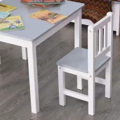 Qaba Kids Table And Chair Set For Arts, Meals, Lightweight Wooden Homework Activity Center, Toddlers Age 3+, Gray -Children Furniture Store GUEST d0bf6846 6423 45bd 8263 00ff71754f08