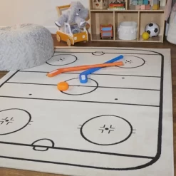 Hockey Time Kids' Rug Cream/Black - Balta Rugs -Children Furniture Store GUEST d16ea0e5 d75b 4cd4 b364 a6eb9a0f0396