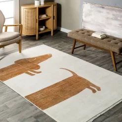 NuLOOM Cailyn Modern Dachshund Kids Area Rug -Children Furniture Store GUEST d21edfab af32 4f45 a5d4 6dbb538a43cf