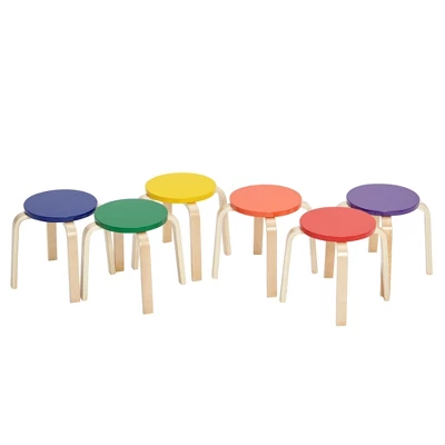 ECR4Kids Bentwood Stacking Stools For Kids, Playroom/Daycare Flexible Seating, 12" Height, 6-Piece 14 ECR4Kids Bentwood Stacking Stools For Kids, Playroom/Daycare Flexible Seating, 12" Height, 6-Piece - Image 12