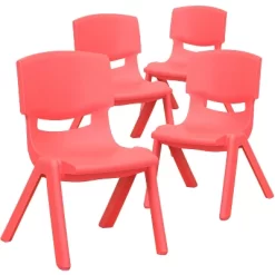 Emma And Oliver 4 Pack Plastic Stackable Pre-K/School Chairs With 10.5"H Seat -Children Furniture Store GUEST d293547e fd56 4c08 9fa7 67ea22241612