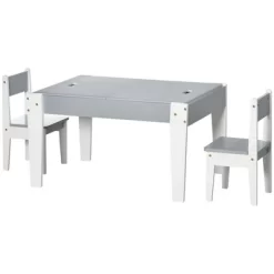 Qaba Large Kids Table And Chairs Set With Storage, Toddler Activity Table, Gray -Children Furniture Store GUEST d5c55592 3bf9 47df 9dce da9c38b06349