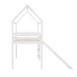 Twin Size House Shape Loft Bed With Slides, White - ModernLuxe -Children Furniture Store GUEST d61b764b 651c 4ab7 b9bd a59144d3e80c