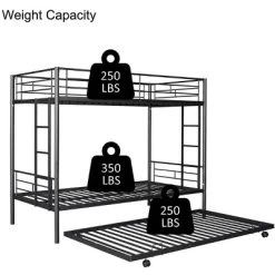 Twin Over Twin Metal Bunk Bed With Trundle Bed And Ladders-ModernLuxe -Children Furniture Store GUEST d658d814 5506 46cf 9a2a e62304b65d34