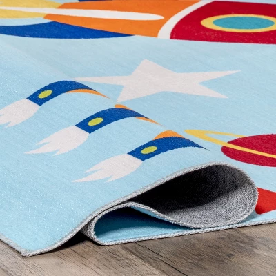 NuLOOM Eddie Outer Space Machine Washable Kids Area Rug 5 NuLOOM Eddie Outer Space Machine Washable Kids Area Rug - Image 3