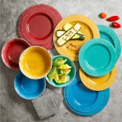 Gibson Studio California Mauna 12 Piece Assorted Crackle Decal Melamine Dinnerware Set -Children Furniture Store GUEST d79d20e1 8478 4d64 a14f 89623f484aca
