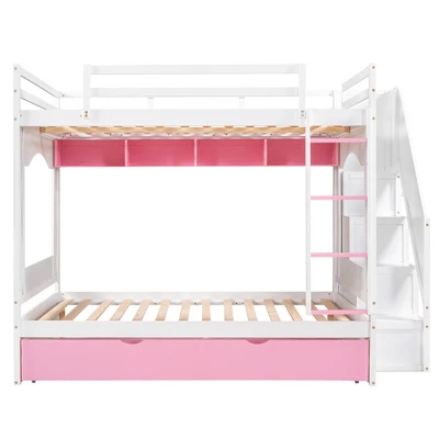 Full Over Full Bunk Bed With Trundle, Stairs, Ladders And Storage Cabinet-ModernLuxe 6 Full Over Full Bunk Bed With Trundle, Stairs, Ladders And Storage Cabinet-ModernLuxe - Image 4