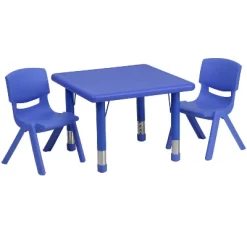 Emma And Oliver 24" Square Plastic Height Adjustable Activity Table Set With 2 Chairs -Children Furniture Store GUEST ddb30316 5d61 442f b6dc b920b4a86ddc