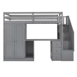 Twin Size Loft Bed With Wardrobe, Staircase, Desk And Storage Drawers - ModernLuxe -Children Furniture Store GUEST dee9d9f4 3fb5 498b 92c3 015cb381a0ed