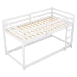 Twin Over Twin Floor Bunk Bed With Ladder - ModernLuxe -Children Furniture Store GUEST e05c8e69 e641 43ae 9ca5 200ef368ef7a