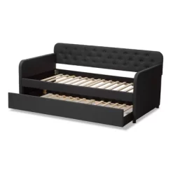 Twin Camelia Fabric Upholstered Button Tufted Sofa Daybed Gray - Baxton Studio -Children Furniture Store GUEST e07b6128 19dc 4b03 9e44 a3b725cecf05