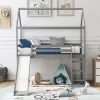 House Shape Twin Size Loft Bed With Slide, Gray - ModernLuxe -Children Furniture Store GUEST e270c565 524e 460b 8ee8 70bc5c6dec49