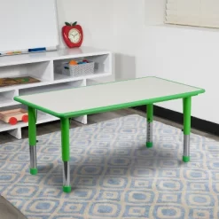 Flash Furniture 23.625"W X 47.25"L Rectangular Plastic Height Adjustable Activity Table