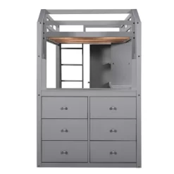 Twin Size Loft Bed With Wardrobe, Drawers And Desk With Shelves - ModernLuxe 20 Twin Size Loft Bed With Wardrobe, Drawers And Desk With Shelves - ModernLuxe -Children Furniture Store GUEST e3371af7 f5d7 43f8 b21b d61088edb8bb