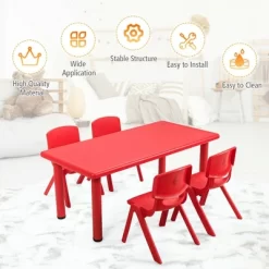 Costway Kids Plastic Rectangular Learn And Play Table Playroom Kindergarten Home Red 17 Costway Kids Plastic Rectangular Learn And Play Table Playroom Kindergarten Home Red -Children Furniture Store GUEST e4bcd3cb 3058 4637 9bf3 e901fa585e49