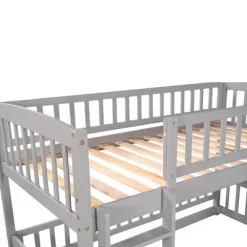 Twin Over Twin Wood Low Bunk Bed With Slide And Ladder-ModernLuxe 18 Twin Over Twin Wood Low Bunk Bed With Slide And Ladder-ModernLuxe -Children Furniture Store GUEST e4e90c83 54fb 4477 85d5 b5901b268531