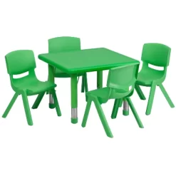 Flash Furniture 24" Square Plastic Height Adjustable Activity Table Set With 4 Chairs -Children Furniture Store GUEST e5408eec 1c32 4eba a23d 8b550026d3b8