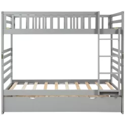 Twin Over Twin Wood Bunk Bed With Safety Rail And Movable Trundle-ModernLuxe -Children Furniture Store GUEST e64df2bd 89ba 45b9 8bf7 5eafee0d7725