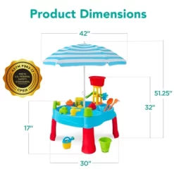 Best Choice Products Kids Sand & Water Outdoor Activity Table, 2-in-1 Play Set W/ 18 Accessories, Adjustable Umbrella -Children Furniture Store GUEST e7099aff 7d90 4a35 a31a f777c14e1cd0