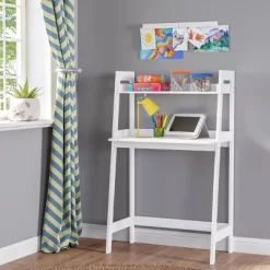 Kids' Desk With Ladder Shelf Storage And 2 Bonus Magnetic Art Display Bars White - RiverRidge Home -Children Furniture Store GUEST e76461f9 1050 4bd6 9ae5 4c8619ccf4d2