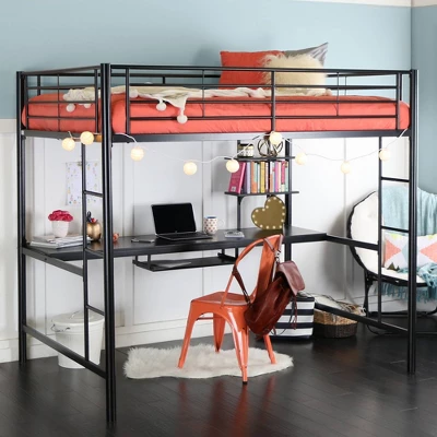 Full Analise Metal Loft Bed With Wood Desk - Saracina Home 10 Full Analise Metal Loft Bed With Wood Desk - Saracina Home - Image 8
